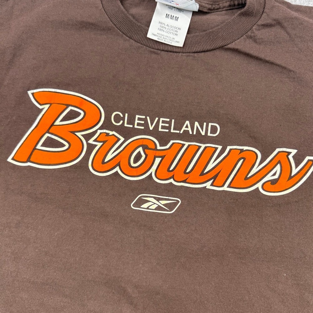 Y2K Reebok Cleveland Browns Brown Logo Made in USA Mens Medium T-Shirt NFL - Picture 2 of 7